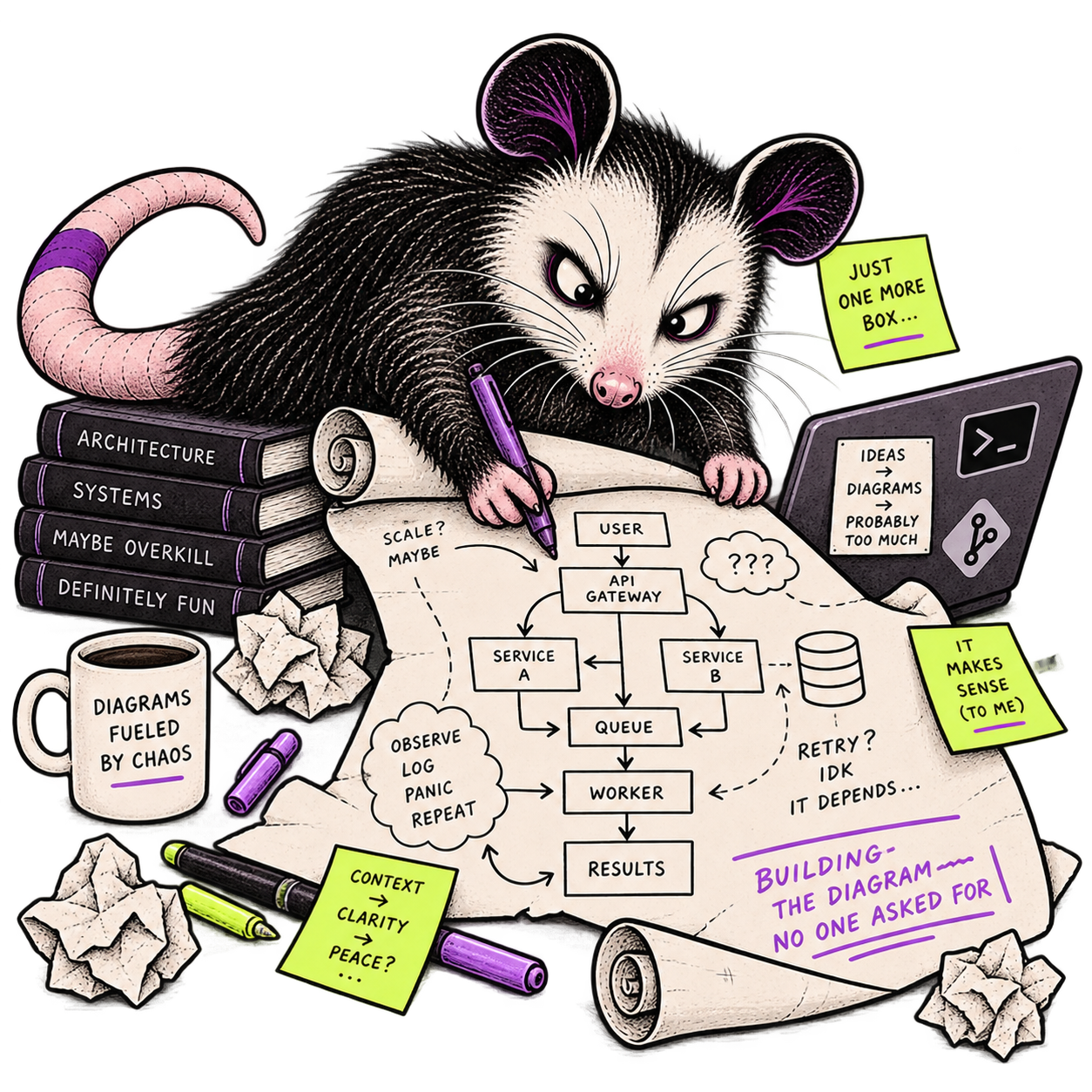 The possum, in its building state