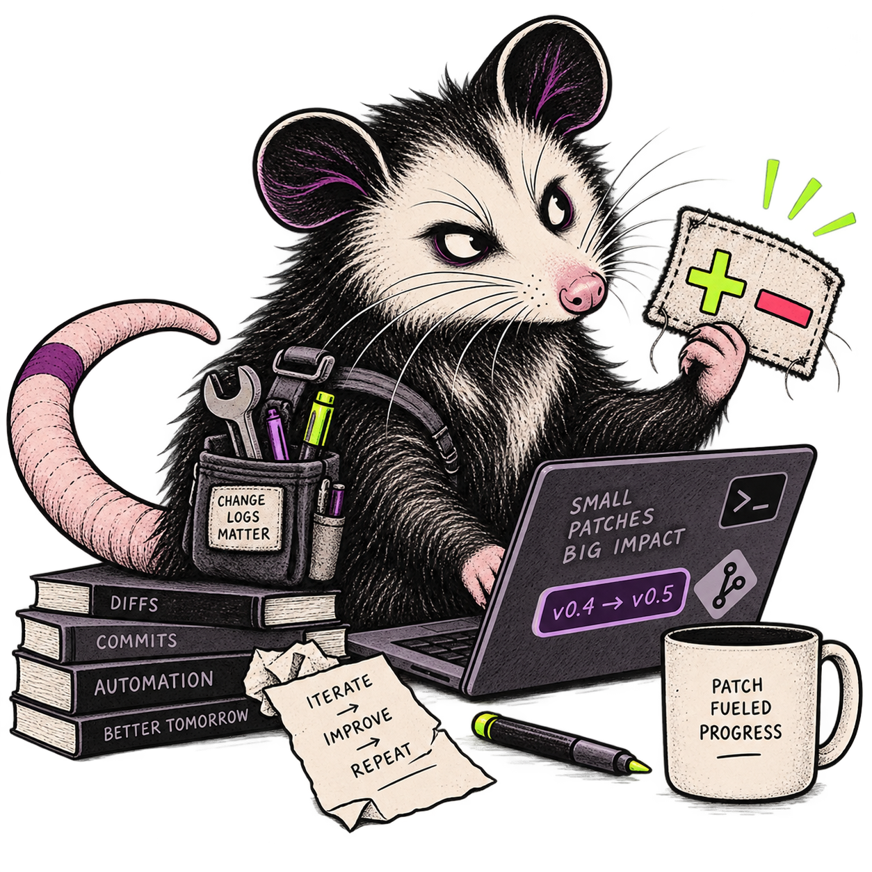 The possum, in its investigating state