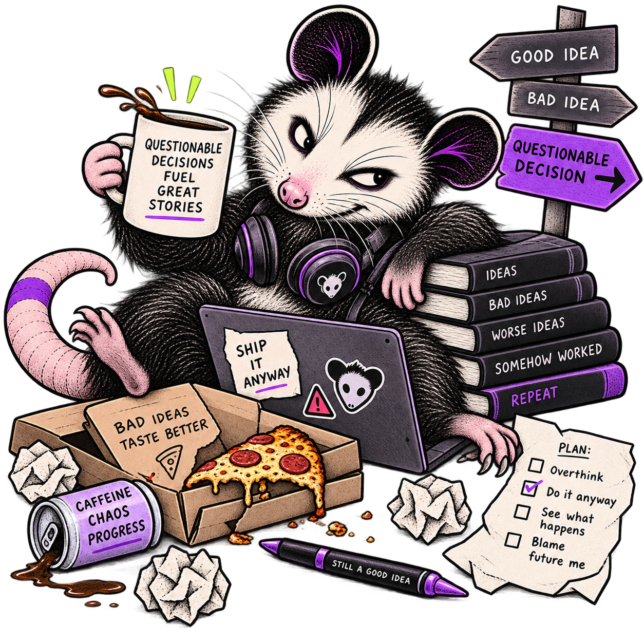 The possum, in its questionable decision state